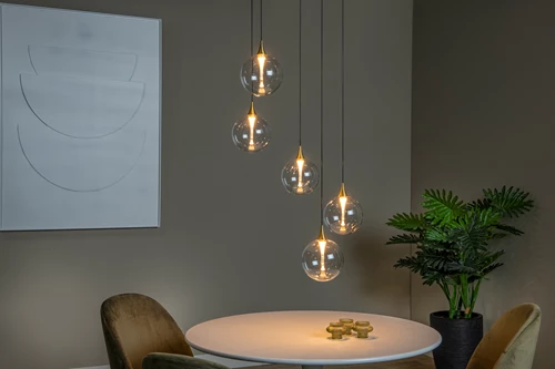 Lucide GISELA - Suspension - Ø 48 cm - LED Dim. - 5x3,8W 2700K - Transparent | Premium - ambiance 1